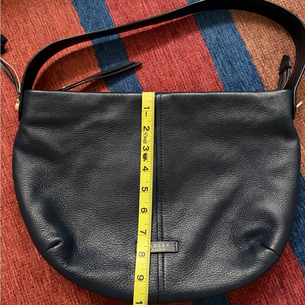 Authentic Radley London Navy Blue Leather Shoulder Bag Purse - Picture 6 of 7